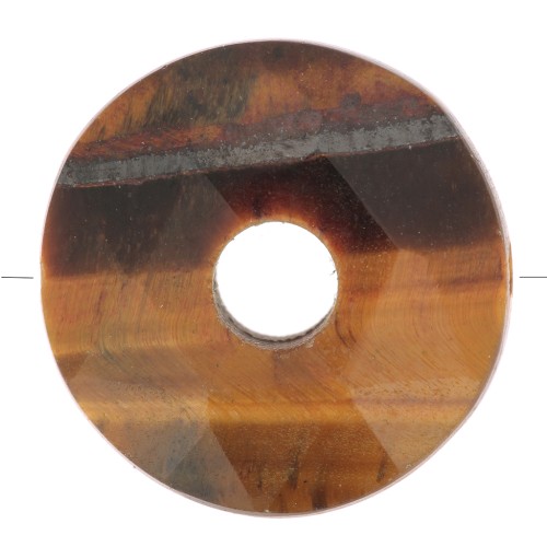 12mm faceted Donut bead - gemstone - Tiger Eye x1