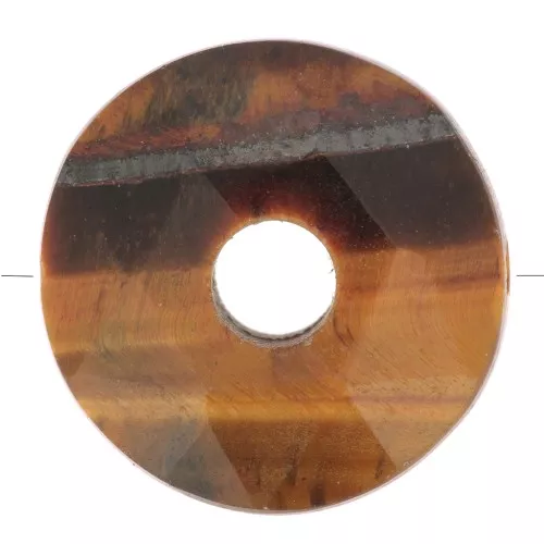 12mm faceted Donut bead - gemstone - Tiger Eye x1