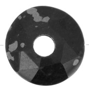 12mm faceted Donut bead - gemstone - Speckled Obsidian x1|raw }}