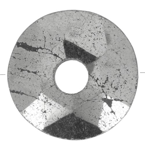 12mm faceted Donut bead - gemstone - Pyrite x1