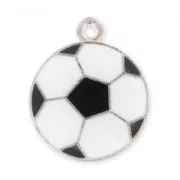 Pendant Enameled soccer ball 23mm Black/White x1