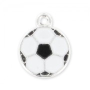 Enamelled charm soccer ball 13mm Black/White x1
