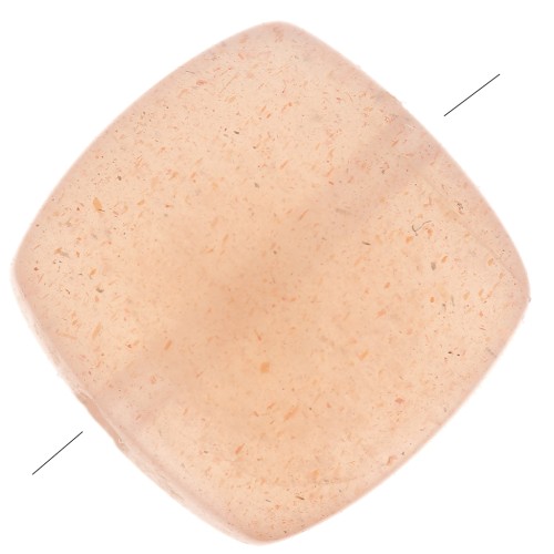 8mm Flat square gemstone bead - Peach Moonstone x1