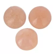 8mm Round flat gemstone bead - Peach Moonstone x1