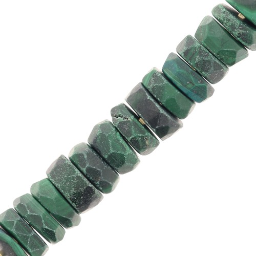Heishi beads faceted rondelles - gemstone 5.5x2 mm - Malachite x20