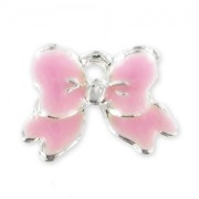 Enamelled charm knot  11mm Light Rose x1