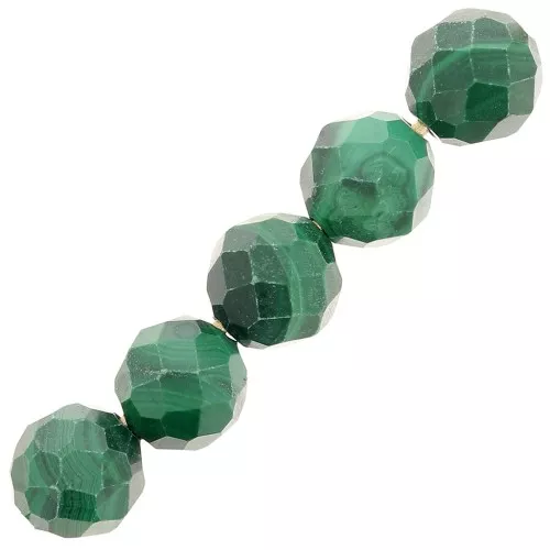 6mm Round faceted beads gemstone - Malachite x15