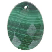 20x15mm Oval faceted gemstone pendant - Malachite x1|raw }}