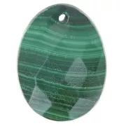 20x15mm Oval faceted gemstone pendant - Malachite x1