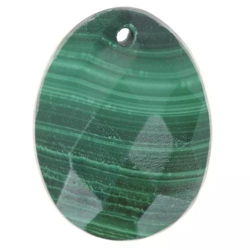 20x15mm Oval faceted gemstone pendant - Malachite x1