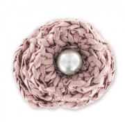 Flower in velvet effect ribbon 40mm Old pink x1