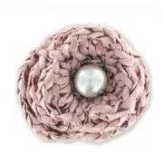 Flower in velvet effect ribbon 40mm Old pink x1