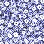 Preciosa Striped Seed Beads, 8/0, 3 mm - White - Blue, 20 g