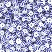 Preciosa Striped Seed Beads, 8/0, 3 mm - White - Blue, 20 g