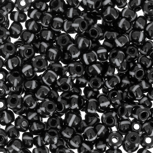 Preciosa Striped Seed Beads, 8/0, 3 mm - Black - White, 20 g