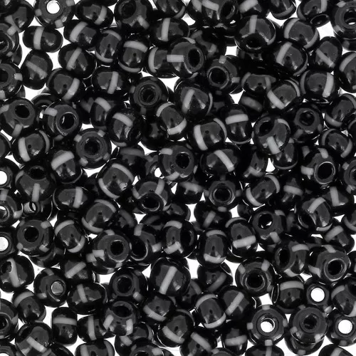 Preciosa Striped Seed Beads, 8/0, 3 mm - Black - White, 20 g