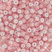 2,5mm Striped seed beads 9/0 - White - Red x20g