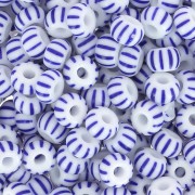 Preciosa Seed beads striped 6/0 4 mm - Blue - White x20g