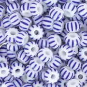 Preciosa Striped Seed Beads, 6/0, 4 mm - Blue - White, 20 g