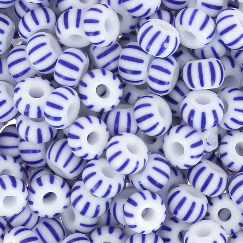 Preciosa Striped Seed Beads, 6/0, 4 mm - Blue - White, 20 g