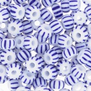 Preciosa Striped Seed Beads, 4/0, 5.1 mm - White - Blue, 20 g