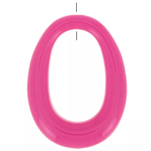 44x33mm Opaque resin oval pendant - Pink Fuchsia x1