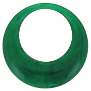 44mm Opaque resin hollow circle pendant - Dark green marbled x1