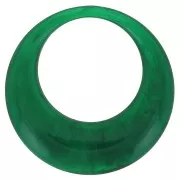 44mm Opaque resin hollow circle pendant - Dark green marbled x1