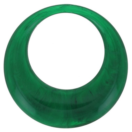 44mm Opaque resin hollow circle pendant - Dark green marbled x1