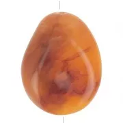 Flat irregular bead 25x20 mm in translucent resin - Apricot marbled x1