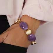 25x20mm Flat irregular resin bead - Marbled apricot x1