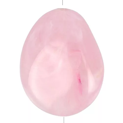 Flat irregular bead 25x20 mm in translucent resin - Light pink marbled x1