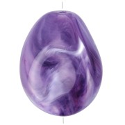 Flat irregular bead 25x20 mm in opaque resin - Violet marbled x1