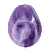Flat irregular bead 25x20 mm in opaque resin - Violet marbled x1