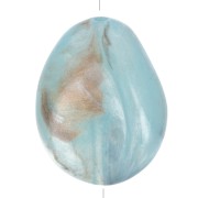 Flat irregular bead 25x20 mm in opaque resin - Sky blue marbled x1