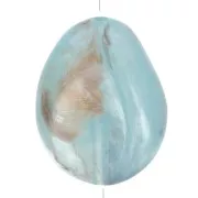 Flat irregular bead 25x20 mm in opaque resin - Sky blue marbled x1