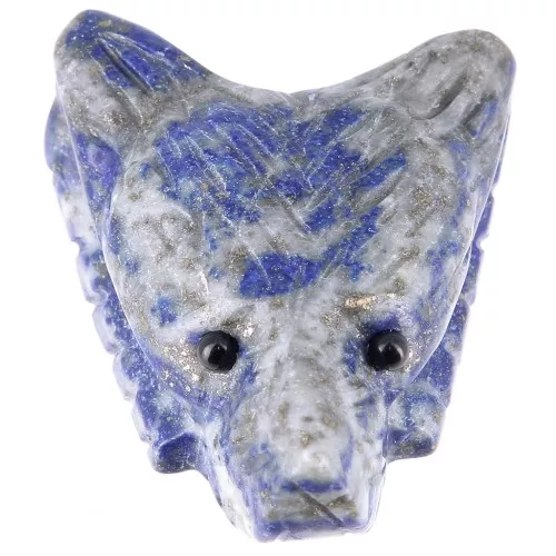 35x25mm gemstone Wolf Head Pendant - Lapis lazuli x1