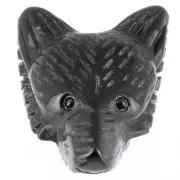 35x25mm gemstone Wolf Head Pendant - Black Agate x1