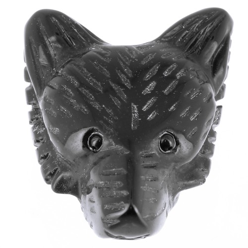 35x25mm gemstone Wolf Head Pendant - Black Agate x1