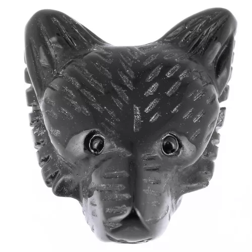 35x25mm gemstone Wolf Head Pendant - Black Agate x1