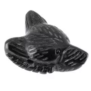 35x25mm gemstone Wolf Head Pendant - Black Agate x1