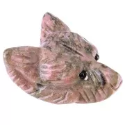 35x25mm gemstone Wolf Head Pendant - Rhodonite x1