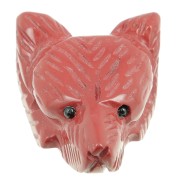 35x25mm gemstone Wolf Head Pendant - Red Jasper x1