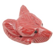 35x25mm gemstone Wolf Head Pendant - Red Jasper x1