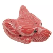 35x25mm gemstone Wolf Head Pendant - Red Jasper x1