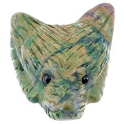 35x25mm gemstone Wolf Head Pendant - Green Jade x1