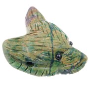 35x25mm gemstone Wolf Head Pendant - Green Jade x1