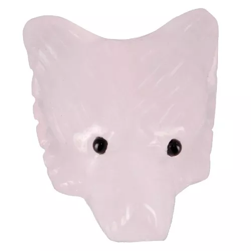 35x25mm gemstone Wolf Head Pendant - Rose Quartz x1