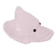 35x25mm gemstone Wolf Head Pendant - Rose Quartz x1