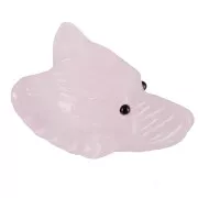 35x25mm gemstone Wolf Head Pendant - Rose Quartz x1